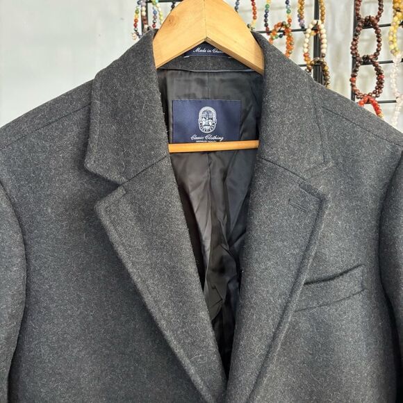 Men's Black Wool Overcoat men's large Twilight old money classic bloke-core - Picture 10 of 11